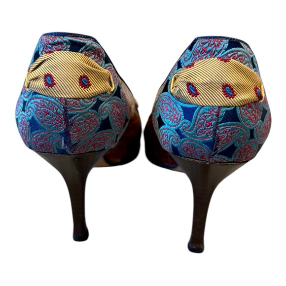 Cole Haan Collection Angelica Croc Print Leather Paisley Bow Pumps Size 7.5 - Picture 3 of 9